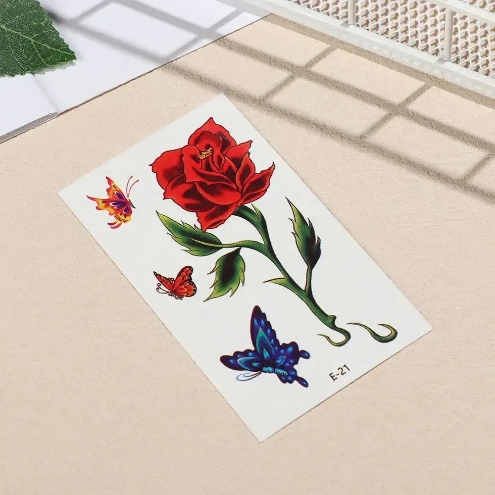 Tatouages Éphémères Fleur et Papillon – Pack 10 à 50 pièces