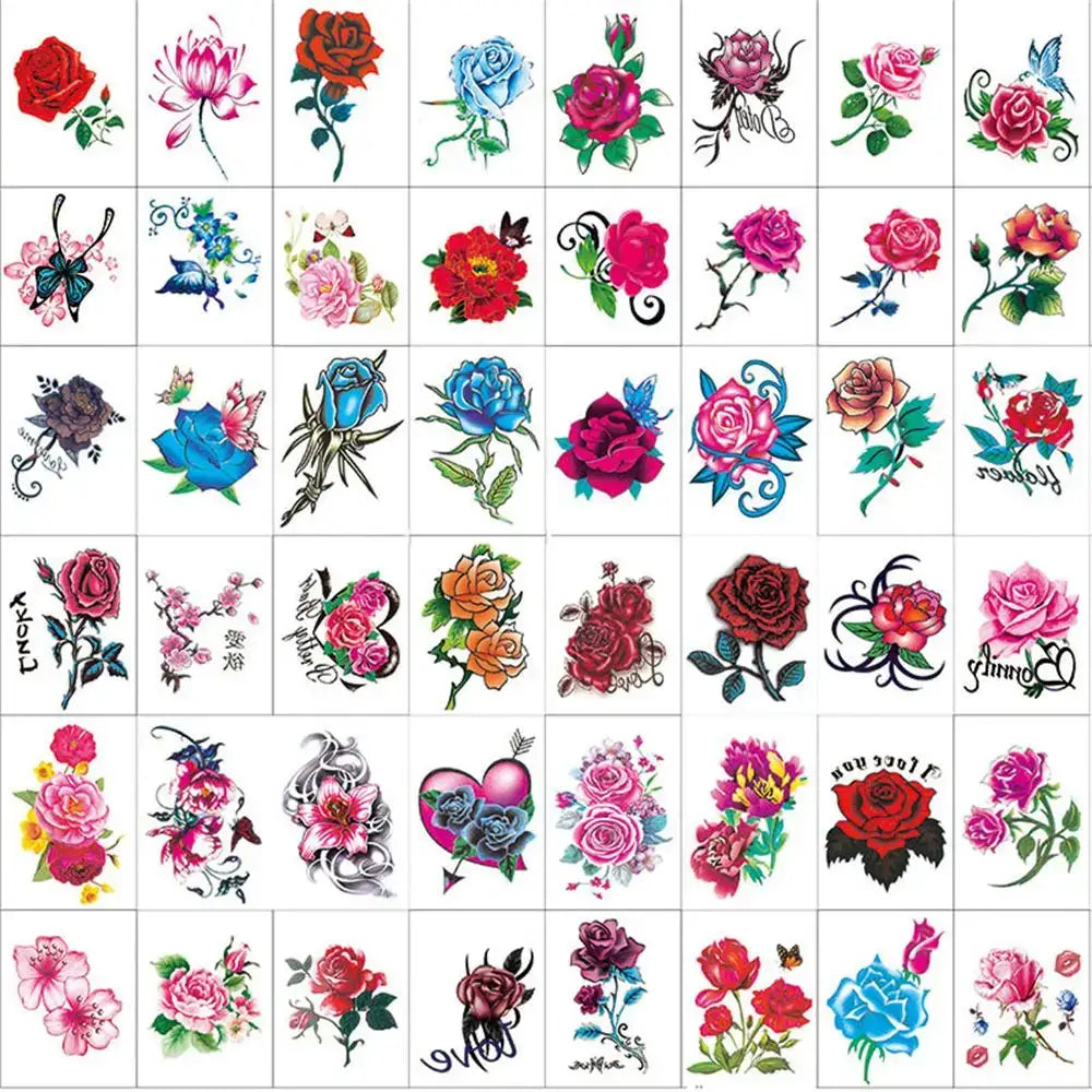 Tatouages Éphémères Fleur et Papillon – Pack 10 à 50 pièces