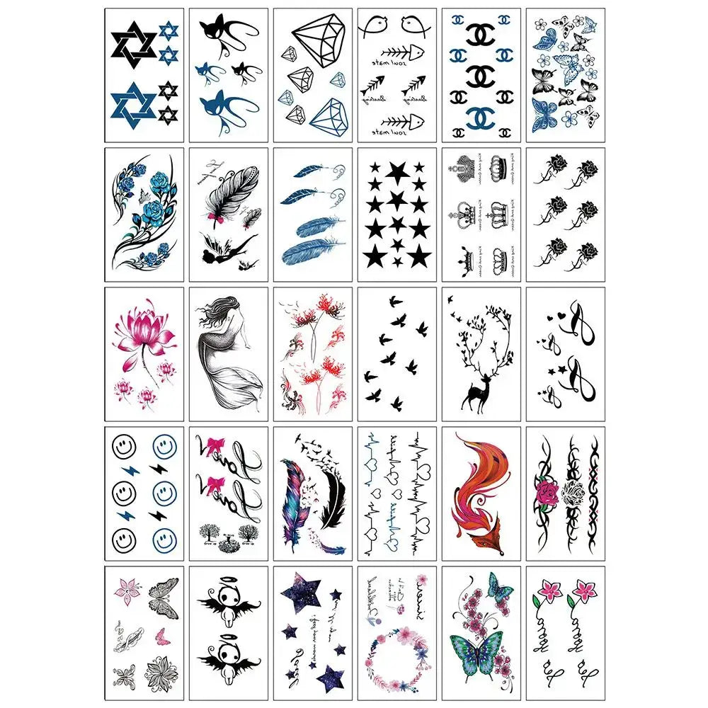 Tatouages Éphémères Fleur et Papillon – Pack 10 à 50 pièces