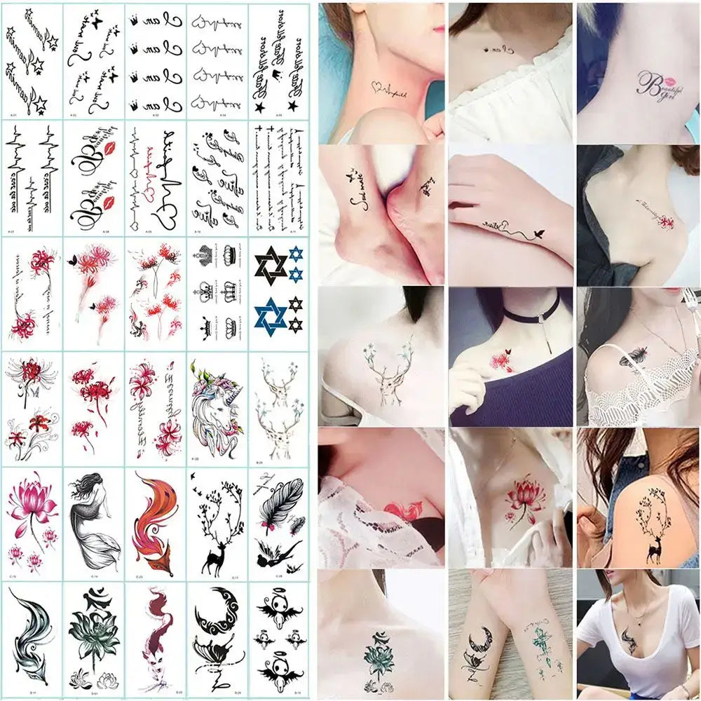 Tatouages Éphémères Fleur et Papillon – Pack 10 à 50 pièces