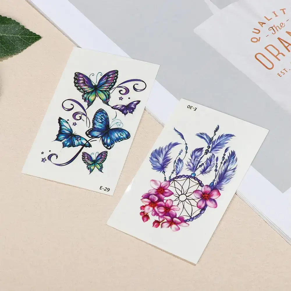 Tatouages Éphémères Fleur et Papillon – Pack 10 à 50 pièces