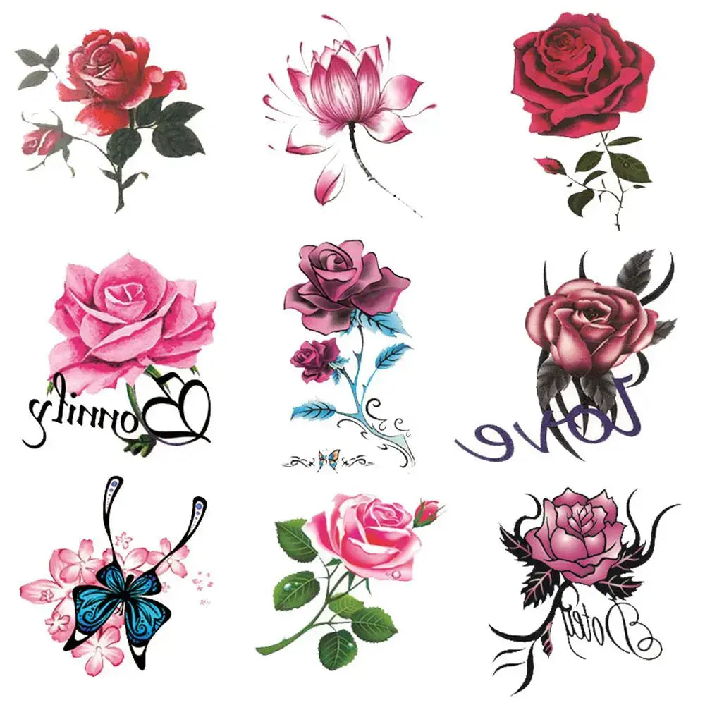 Tatouages Éphémères Fleur et Papillon – Pack 10 à 50 pièces