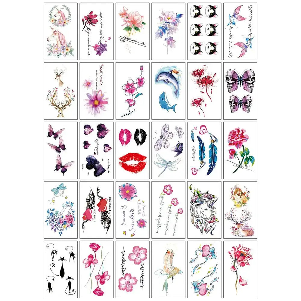 Tatouages Éphémères Fleur et Papillon – Pack 10 à 50 pièces