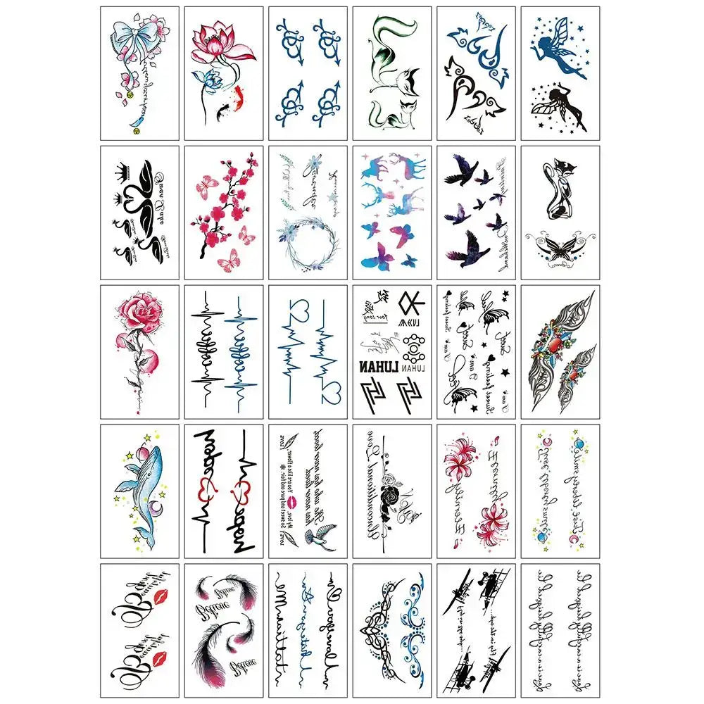 Tatouages Éphémères Fleur et Papillon – Pack 10 à 50 pièces