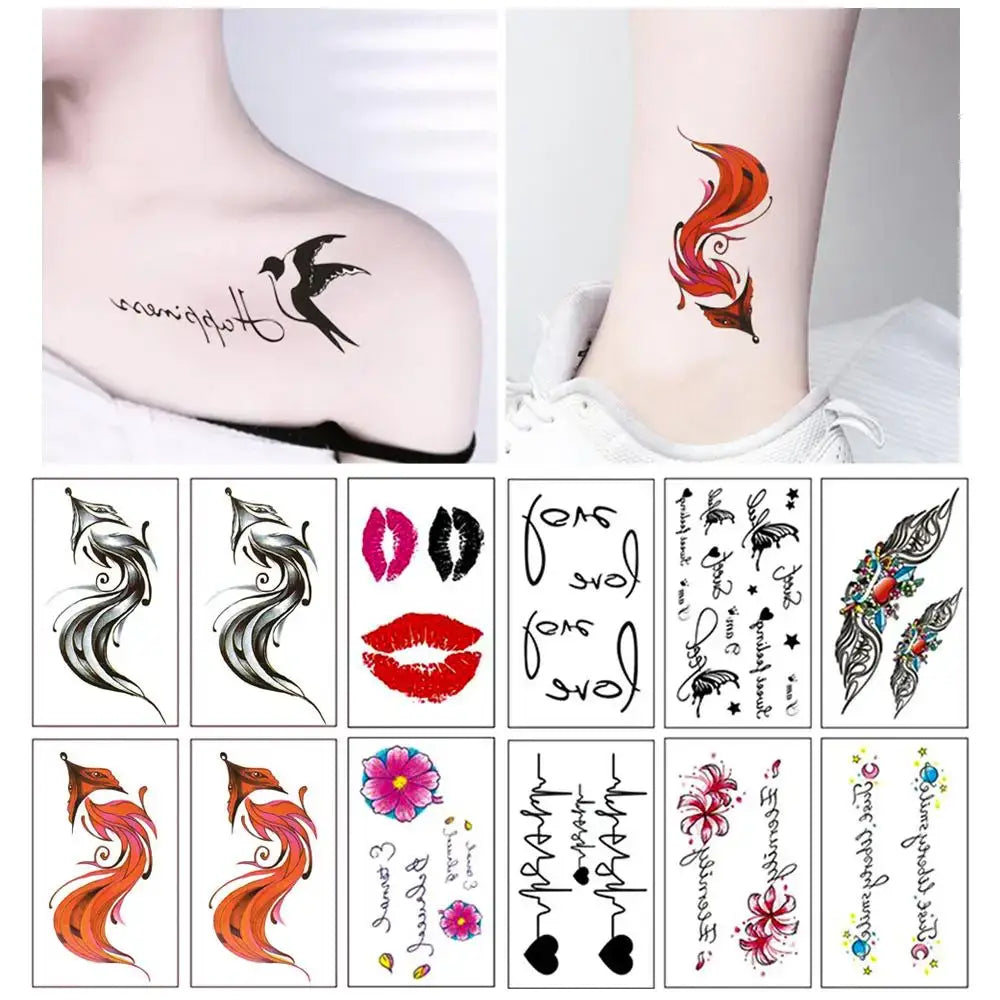 Tatouages Éphémères Fleur et Papillon – Pack 10 à 50 pièces