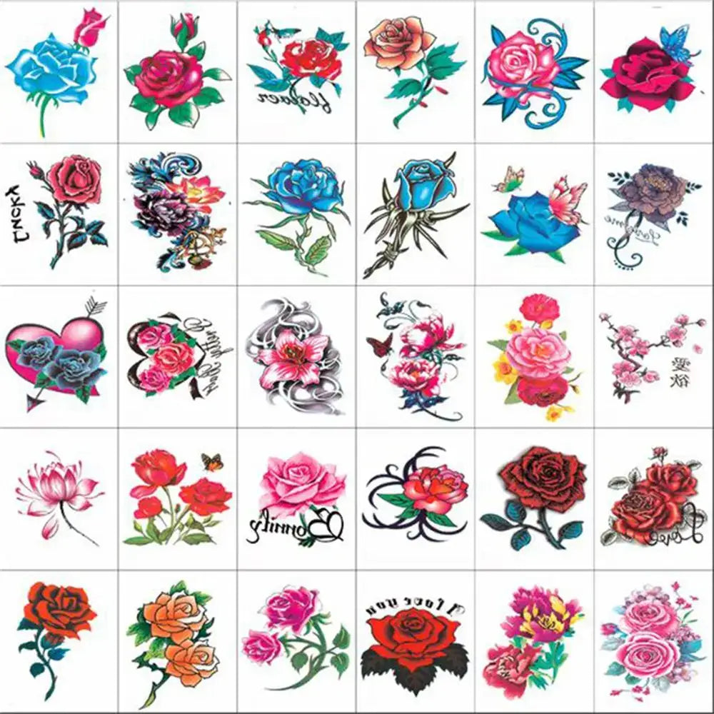 Tatouages Éphémères Fleur et Papillon – Pack 10 à 50 pièces