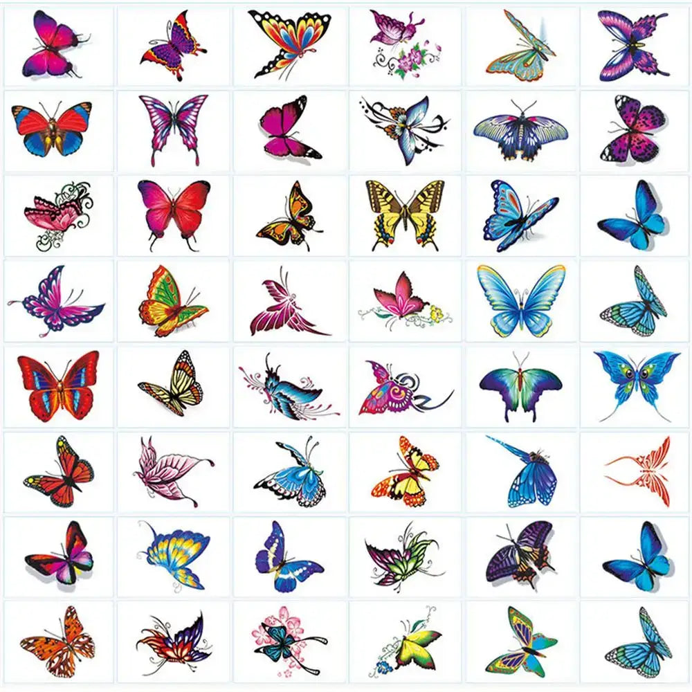 Tatouages Éphémères Fleur et Papillon – Pack 10 à 50 pièces