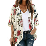 Veste Kimono à Motifs Fleurs Rose - Vignette | Dame Fleur
