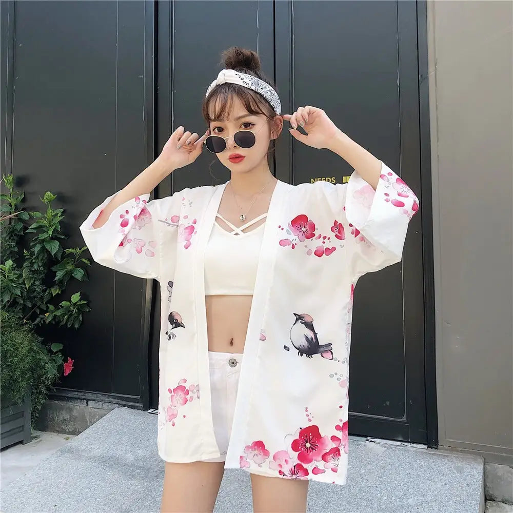Veste Kimono Femme Geisha Fleurie | Dame Fleur