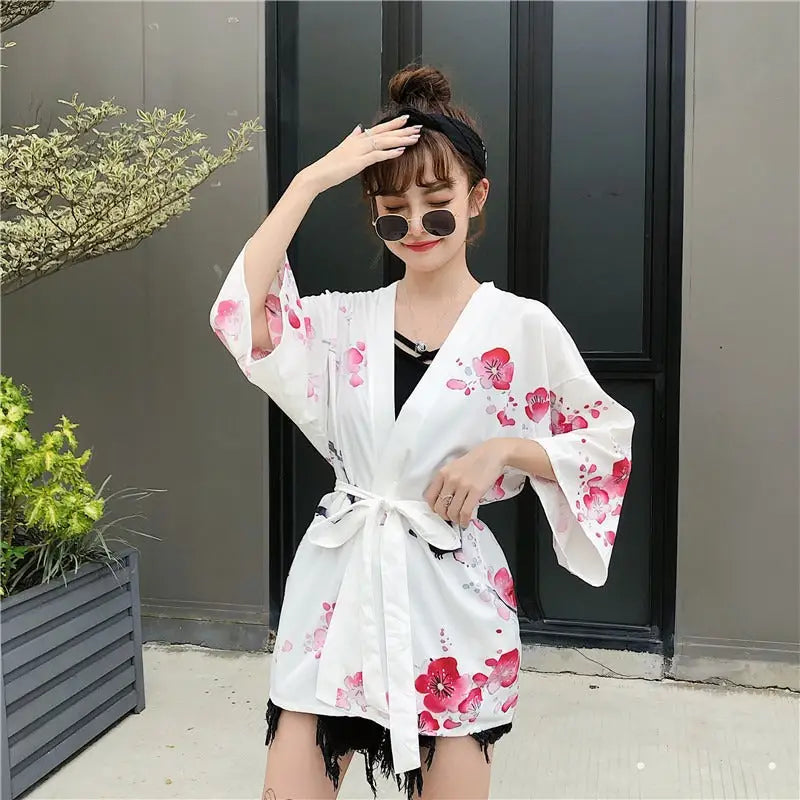 Veste Kimono Femme Geisha Fleurie | Dame Fleur