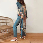 Veste Kimono Fleuri Chic - Vignette | Dame Fleur