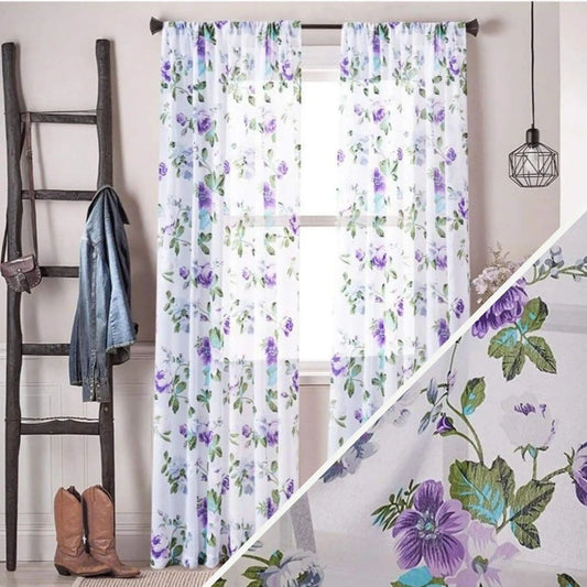 Voilage fleurs violettes | Dame Fleur